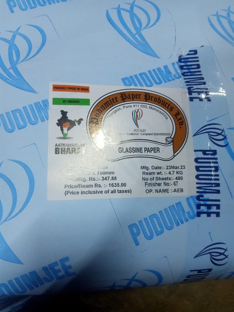 Pudumjee Butter 4.7 Kg 26 Gsm SHRI LALSHAH PAPERS PRIVATE LIMITED